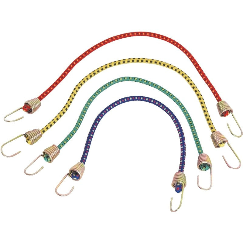 ProSource FH64074 Stretch Cord, 4 mm Dia, 10 in L, Blue/Green/Red/Yellow, Hook End