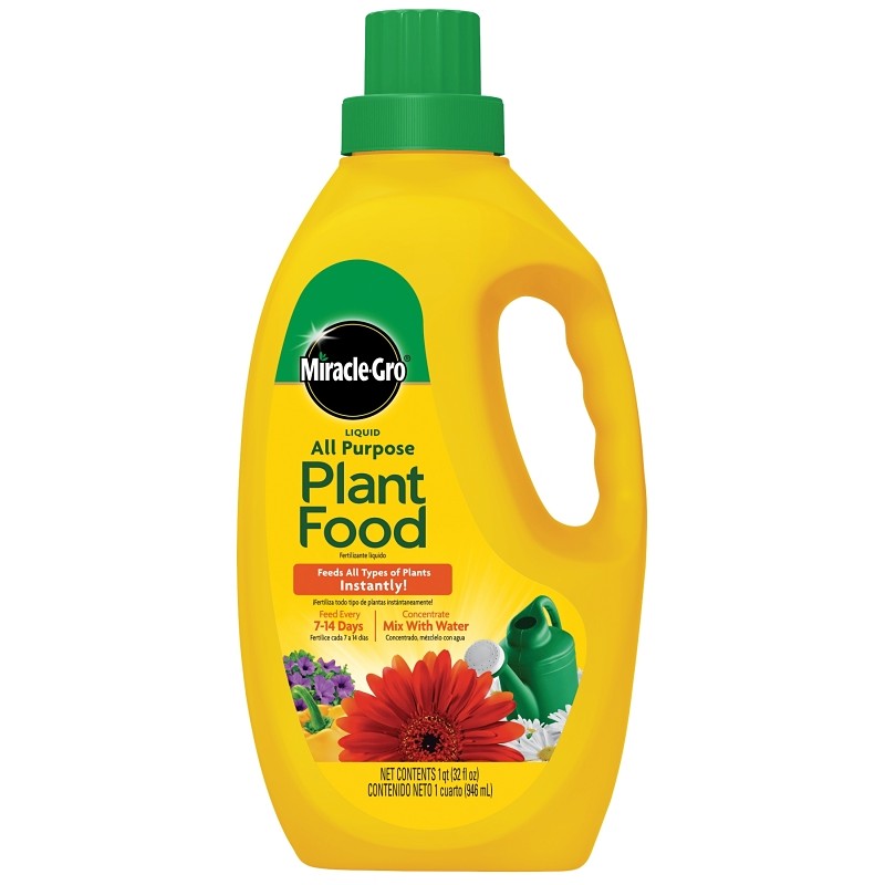 Miracle-Gro 3001502 All-Purpose Plant Food, 32 oz, Bottle, Liquid, 12-4-8 N-P-K Ratio