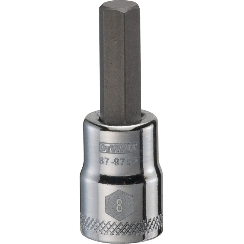 DEWALT DWMT87975OSP Fractional Hex Bit Socket, 8 mm Tip, 3/8 in Drive, Polished Chrome Vanadium, 1-31/32 in OAL