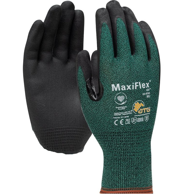 Boss MaxiFlex Cut 34-8743T/XL Seamless Knit Coated Gloves, XL, Reinforced Thumb, Knit Wrist Cuff, Nitrile Coating
