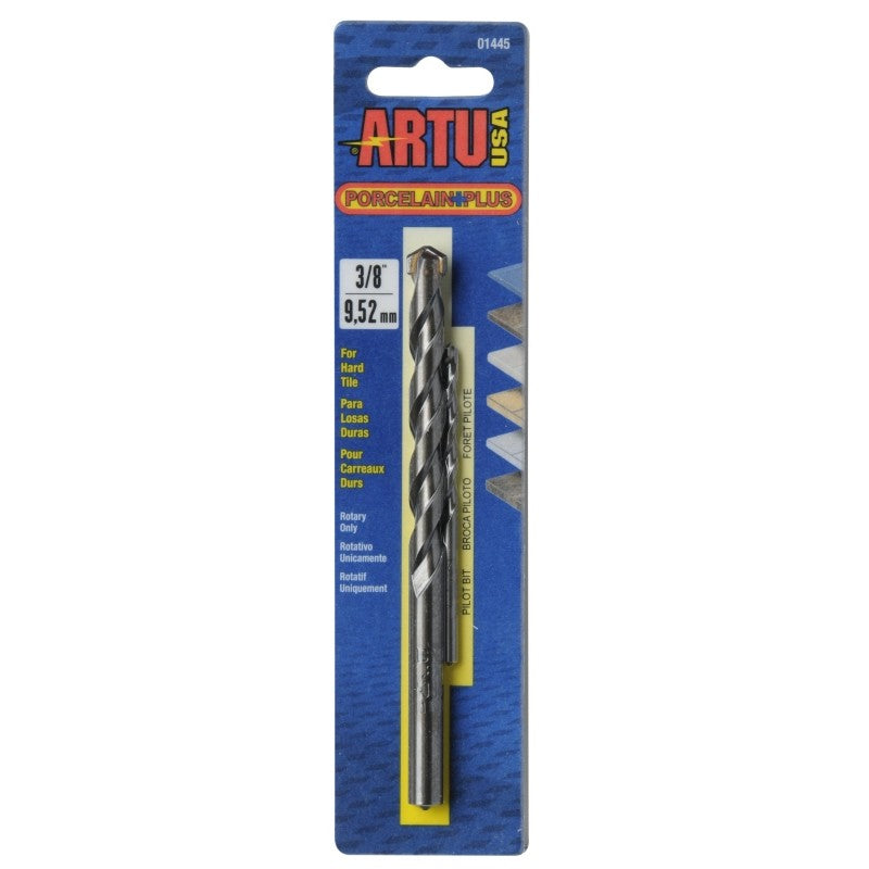 ARTU 01445 Drill Bit, 3/8 in Dia, 5-5/16 in OAL, Flat Flute, 2-Flute, 3/8 in Dia Shank, Straight Shank