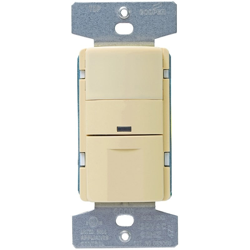 Eaton Wiring Devices OS306U-V-K Motion Sensor Switch, 120 V, 1 -Pole, Motion Sensor, 180 deg Sensing, Ivory