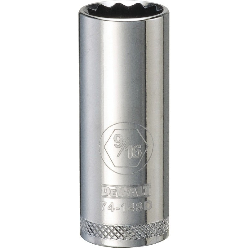 DEWALT DWMT74148OSP Drive Socket, 9/16 in Socket, 3/8 in Drive, 12-Point, Vanadium Steel, Polished Chrome