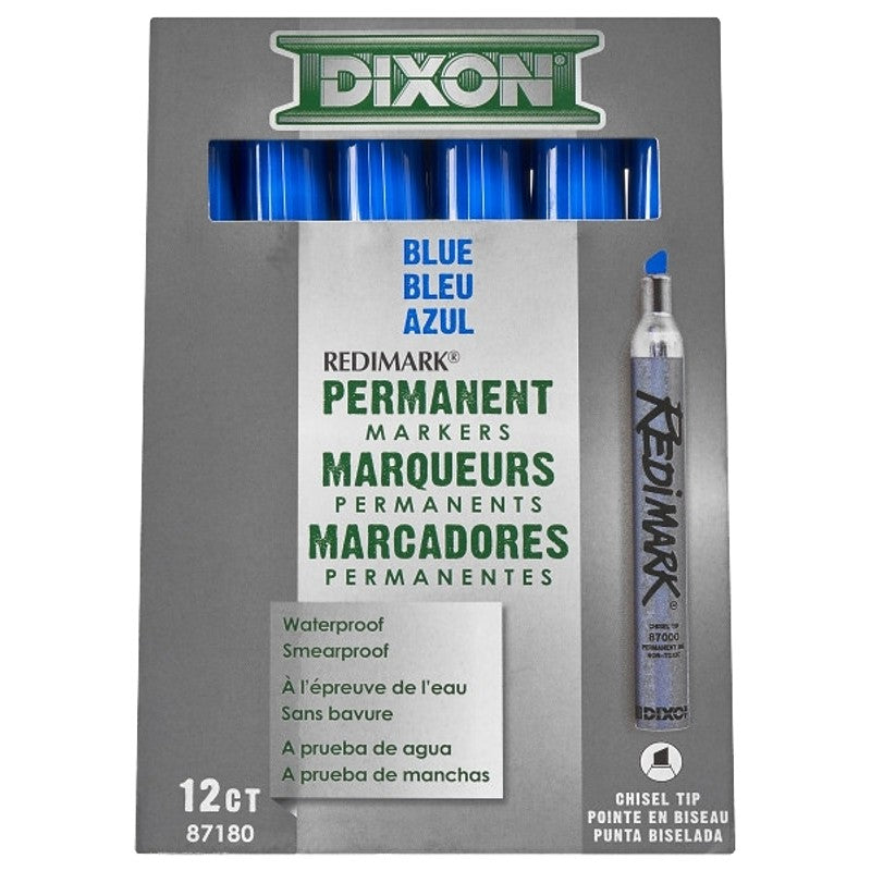 TICONDEROGA 87180 Marker, Blue, 6 in L, Metal Barrel (Pack of 12)