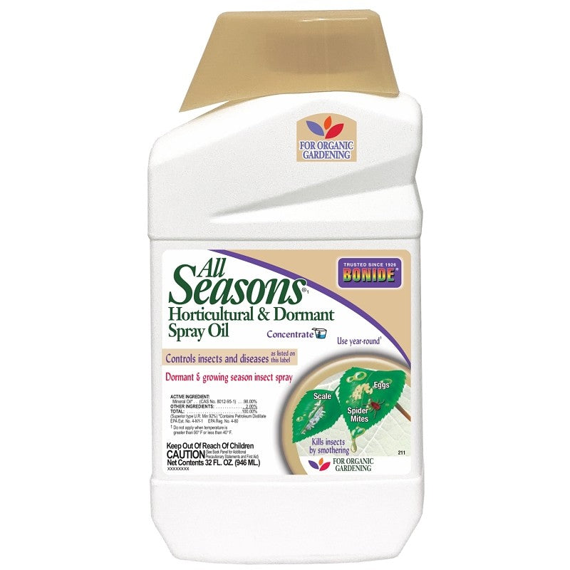 Bonide All Seasons 211 Horticultural and Dormant Spray Oil, Liquid, Spray Application, 1 qt Bottle