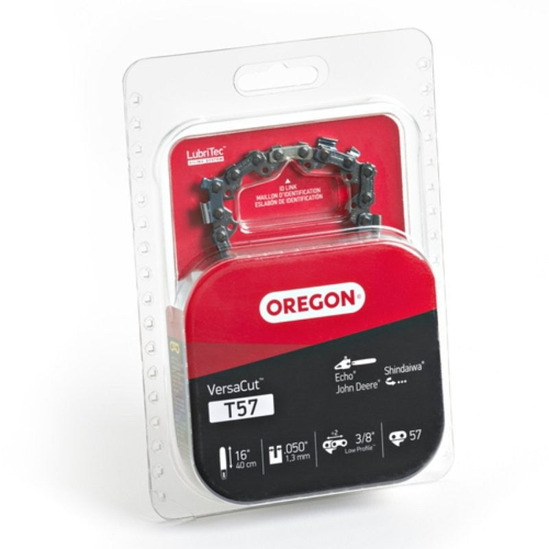 Oregon VersaCut T57 Chainsaw Chain, 16 in L Bar, 0.05 Gauge, 3/8 in TPI/Pitch, 57-Link