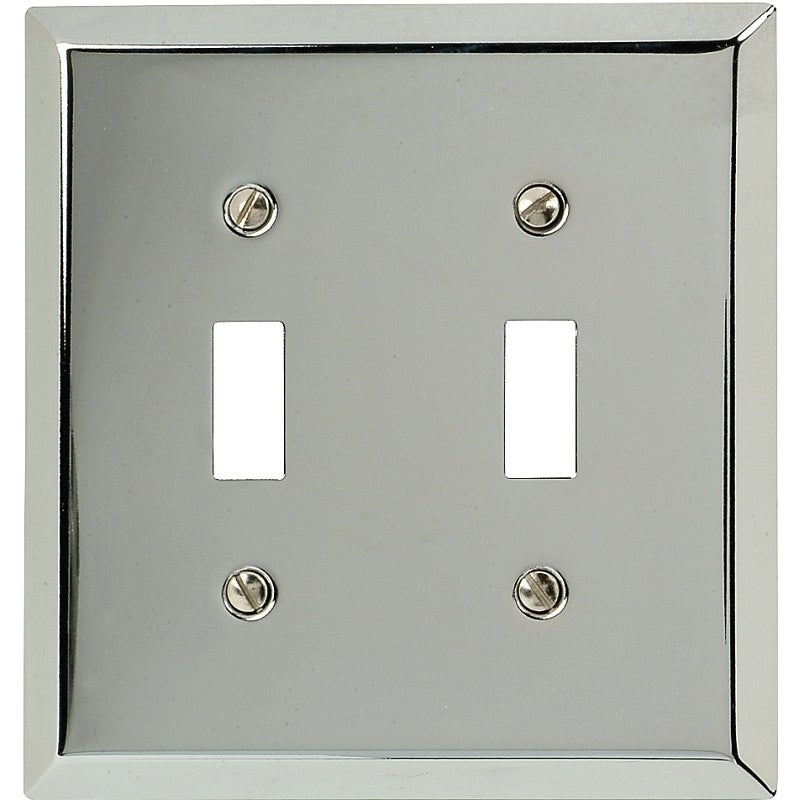 Amerelle 161TT Wallplate, 4-15/16 in L, 4-9/16 in W, 2-Gang, Polished Chrome, Steel