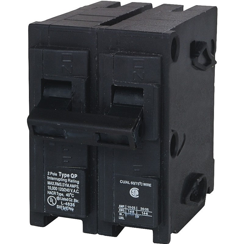 Siemens Q2100 Circuit Breaker, Mini, 100 A, 2 -Pole, 120/240 V, Fixed Trip, Plug Mounting