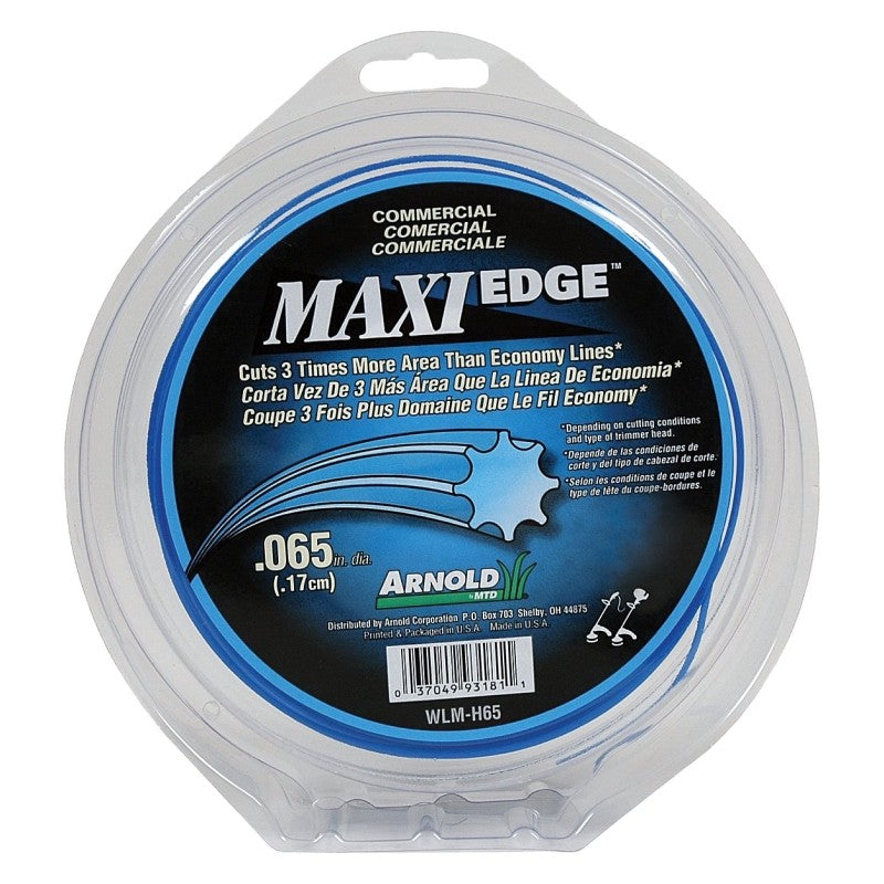 Arnold Maxi Edge Series WLM-H65 Trimmer Line, 0.065 in Dia, 220 ft L, Polymer, Blue