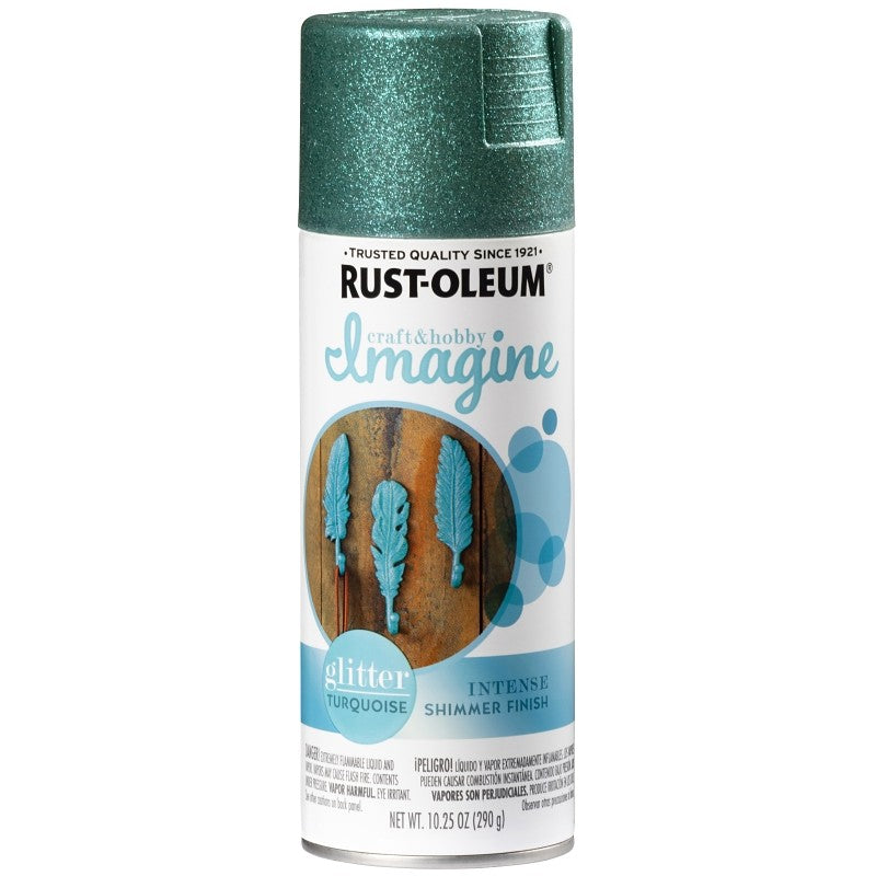 Rust-Oleum Imagine 354073 Craft Spray Paint, Glitter, Turquoise, 10.25 oz, Can