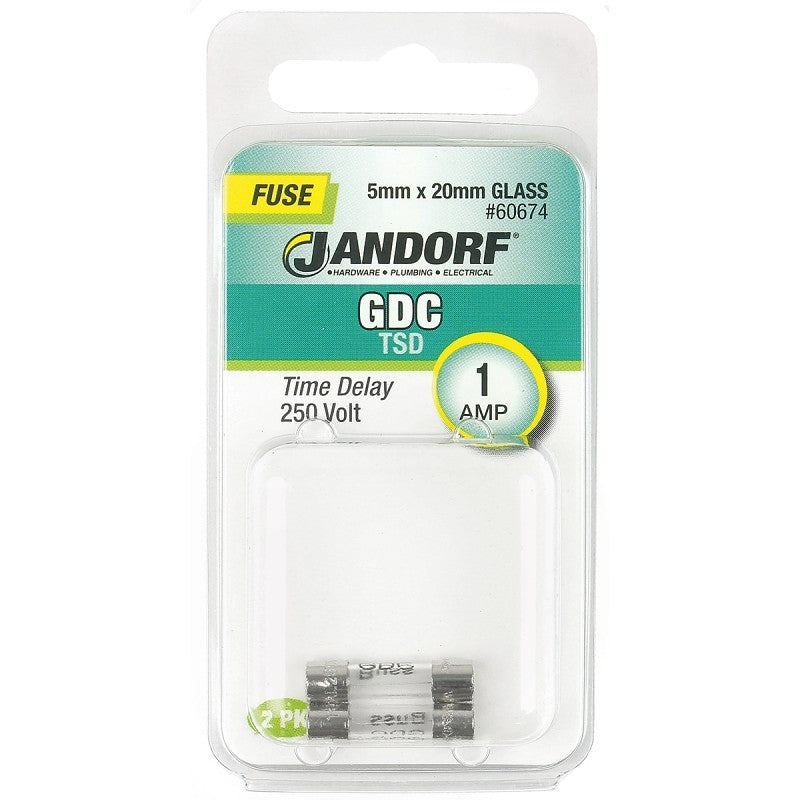 Jandorf 60674 Series Time Delay Fuse, 0.07 Ohm, 1 A, 250 V, 35 A Interrupt, Glass Body