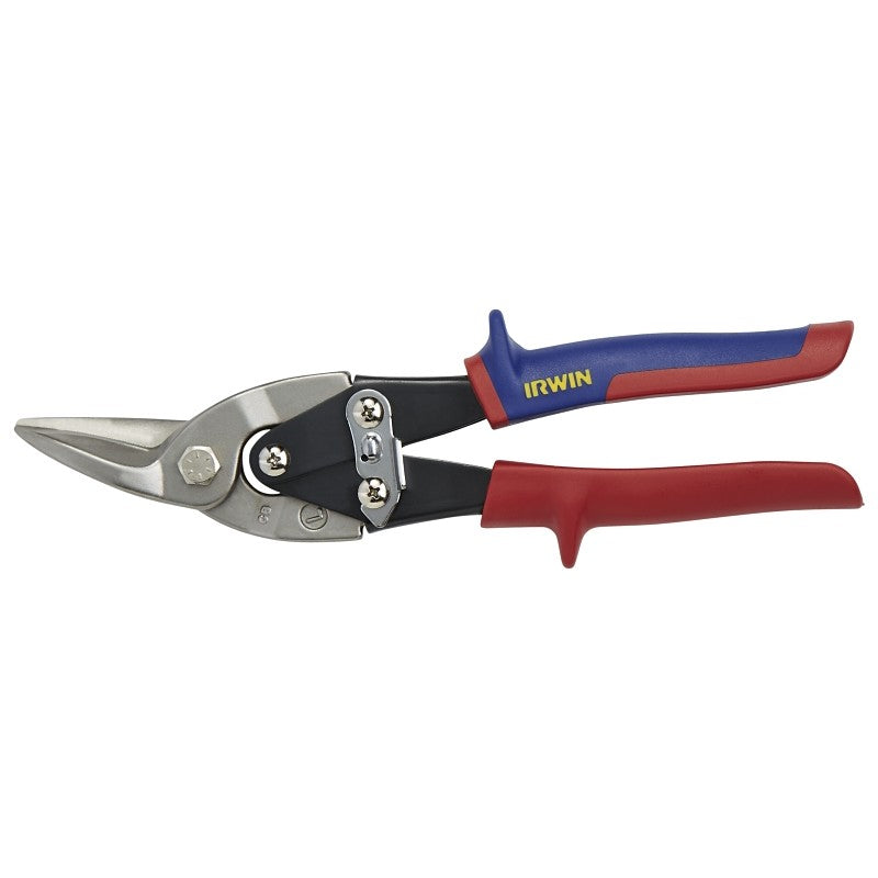 Irwin 2073111 Aviation Snip, 10 in OAL, 1-5/16 in L Cut, Straight Cut, Steel Blade, Double-Dipped Handle, Red Handle