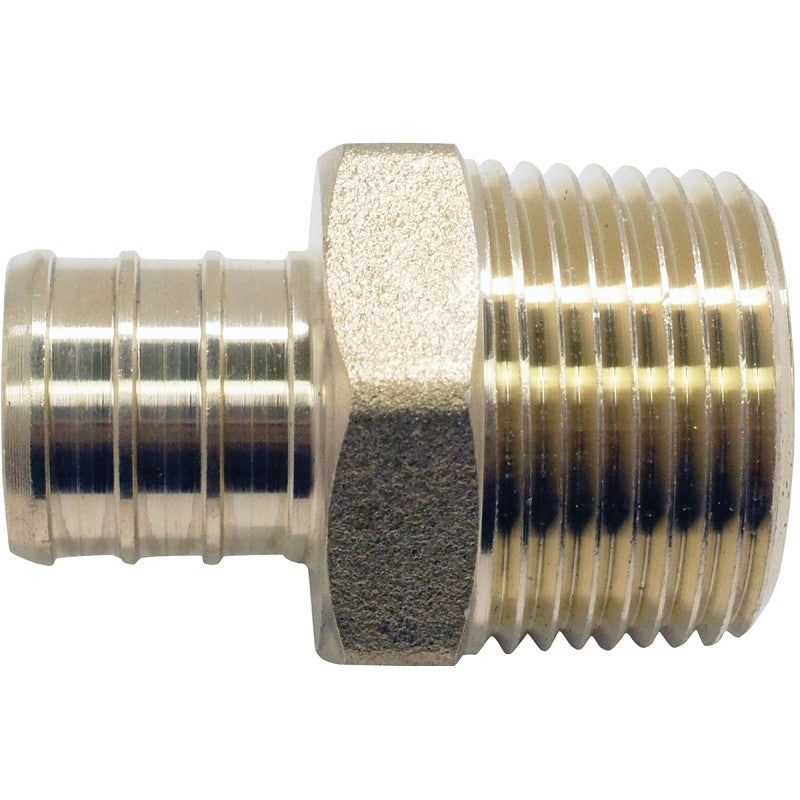Apollo APXMA3434 Pipe Adapter, 3/4 in, PEX x MPT, Brass, 200 psi Pressure, 24/CT