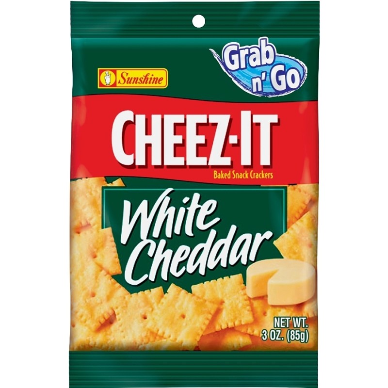 Cheez-It CHEEZITWC6 Baked Snack Crackers, White Cheddar, 3 oz, Bag (Pack of 6)