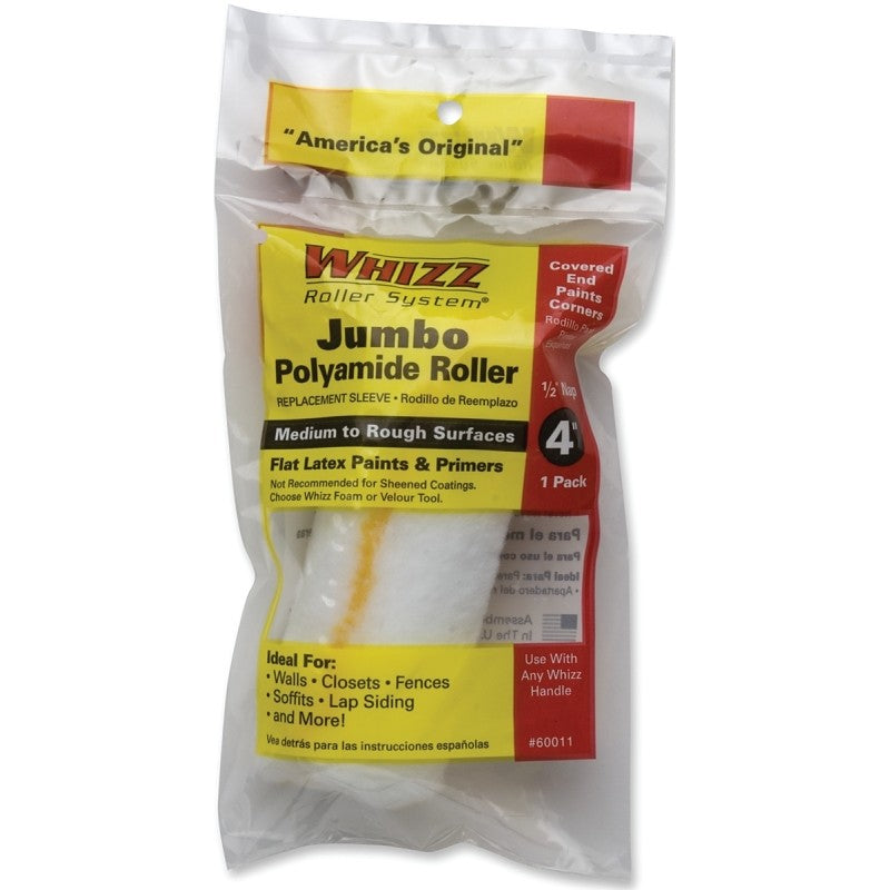 Whizz 60011 Roller Cover, 1/2 in Thick Nap, 4 in L, Polyamide Cover, 1/PK