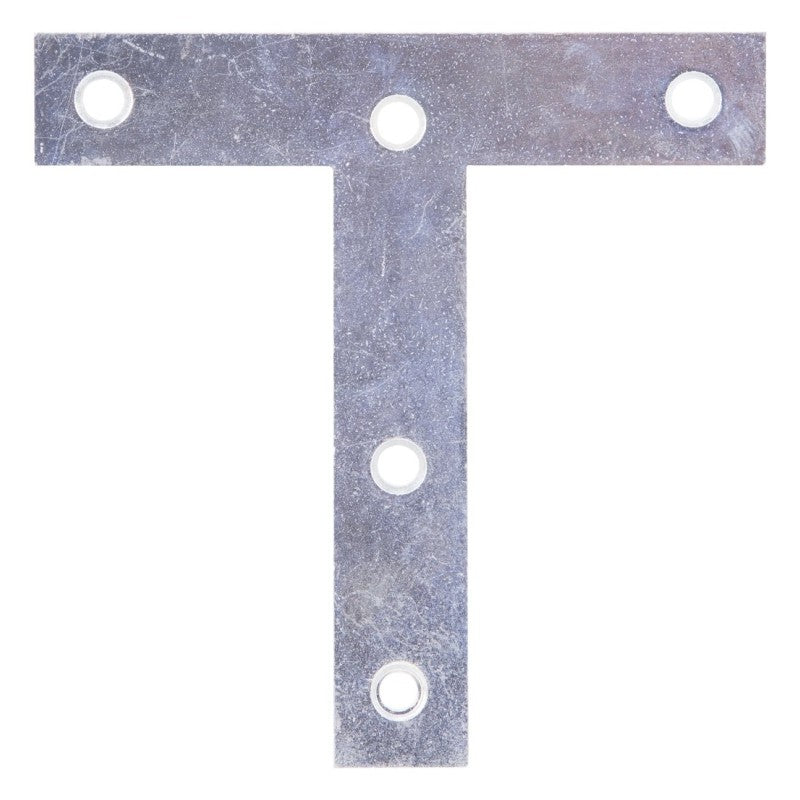 ProSource 22530ZCL T-Plate, 4 in L, 4 in W, 2 mm Thick, Steel, Zinc (Pack of 20)