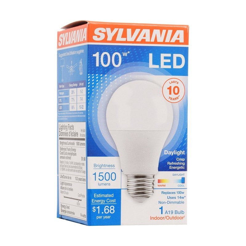 Sylvania 79294 LED Bulb, General Purpose, 100 W Equivalent, E26 Lamp Base, Frosted, Cool White Light, 5000 K Color Temp