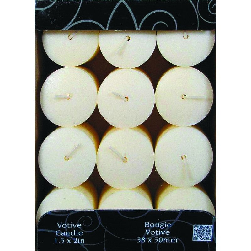 Candle-Lite 1276570 Scented Votive Candle, Creamy Vanilla Swirl Fragrance, Ivory Candle, 10 to 12 hr Burning (Pack of 12)