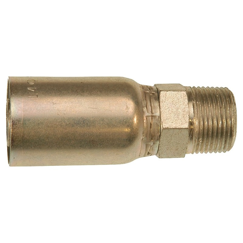 Gates MegaCrimp G25100-0606 Hose Coupling, 3/8 x 3/8 in Dia, 2.32 in, 3/8-18, Crimp x NPTF, Straight Angle, Steel, Zinc