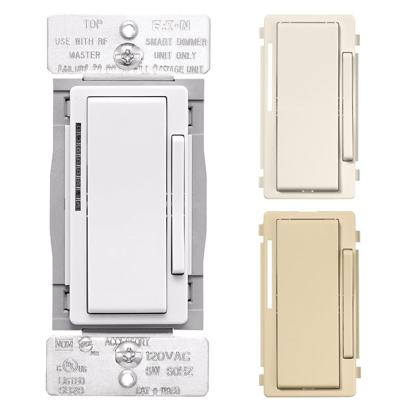 Eaton WACD-C2-SP-L Smart Accessory Dimmer, 1-Pole, 3-Way, 120 VAC, 60 Hz, Wi-Fi, Light Almond/Ivory/White