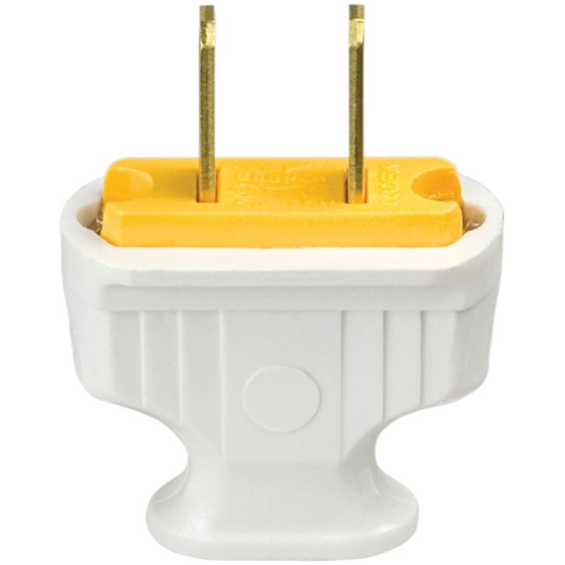 Eaton Wiring Devices 1912W-BOX Electrical Plug, Flat Handle Body, 5/16 in, 2-Pole, 15 A, 125 V, NEMA: NEMA 1-15, White
