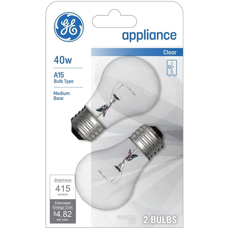 GE 21188 Ceiling Fan Bulb, 40 W, A15 Lamp, E26 Medium Lamp Base, 415 Lumens, 1500 hr Average Life (Pack of 12)