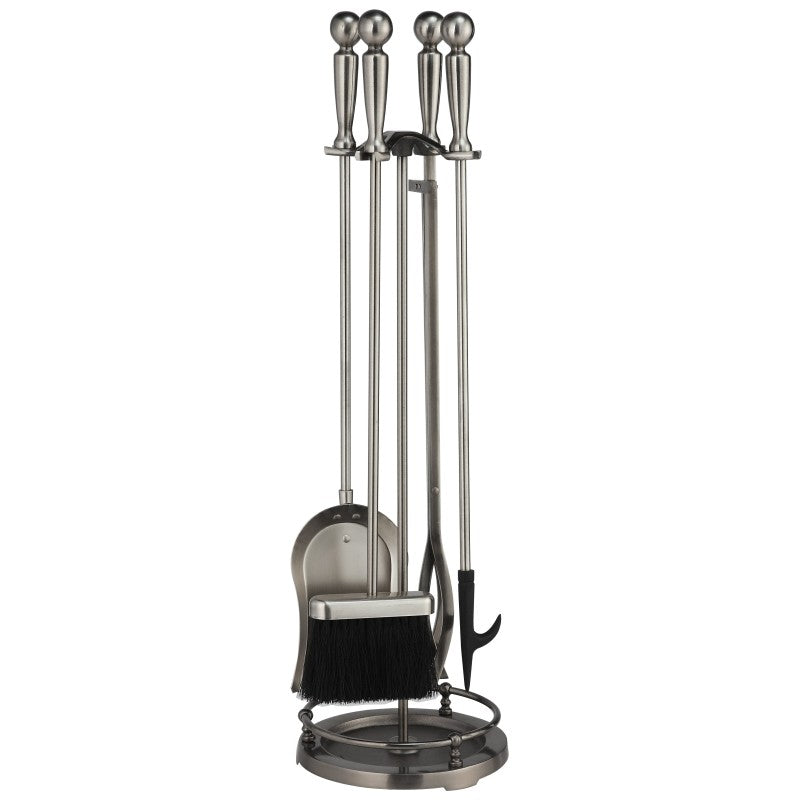 Simple Spaces VPD51443AS3L Fireplace Tool Set, Antique Silver, 5-Piece