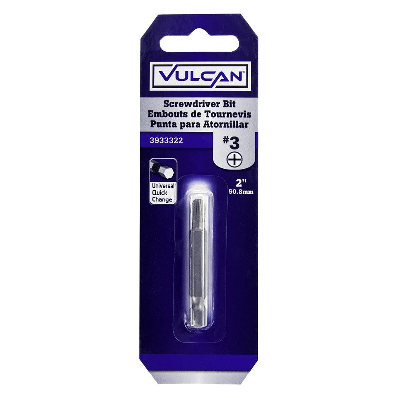 Vulcan 305111OR Screwdriver Bit, Hex Shank, S2 Chrome Molybdenum Steel