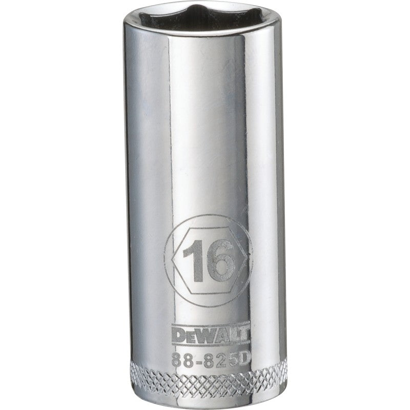 DEWALT DWMT88825OSP Drive Socket, 16 mm Socket, 3/8 in Drive, 6-Point, Vanadium Steel, Polished Chrome