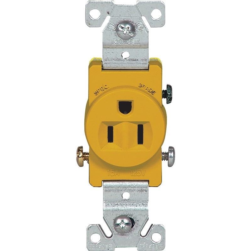 Eaton Wiring Devices 817V-BOX Single Receptacle, Flush Mounting, 2-Pole, 125 V, 15 A, Side Wiring