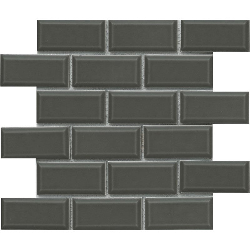 Emser Tile Reward Series F27REWAGR1112MBV Porcelain Mosaic Tile, 12 in L Tile, 11 in W Tile, Pressed Edge, Bevel Pattern