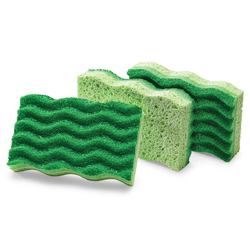 Libman 1076 All-Purpose Medium-Duty Sponge, 4-1/2 in L, 3 in W, 2-3/4 in Thick, Cellulose/Synthetic Fiber, Green
