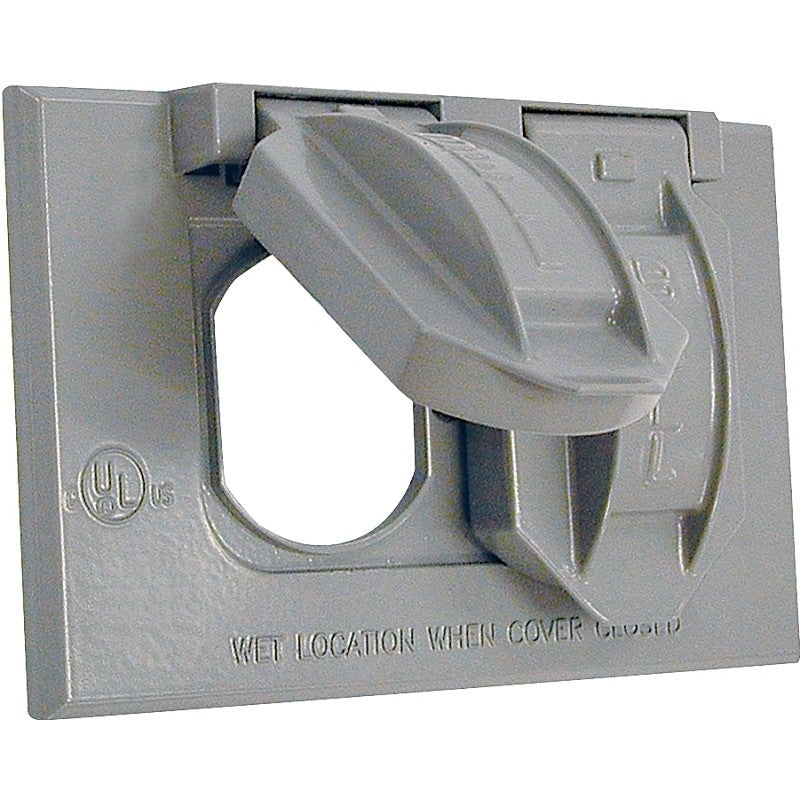 Hubbell 5180-0 Cover, Flip, Snap, 2-13/16 in L, 4-9/16 in W, 1-Gang, Metal, Gray, Powder-Coated, 24/CT