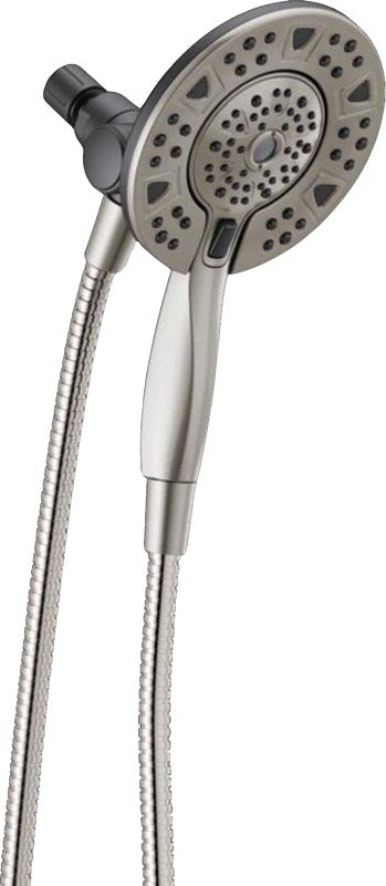 Delta In2ition Series 75494SN Showerhead, Round, 1/2 in Connection, 1.75 gpm, 2-Spray Function, Rubber/Stainless Steel