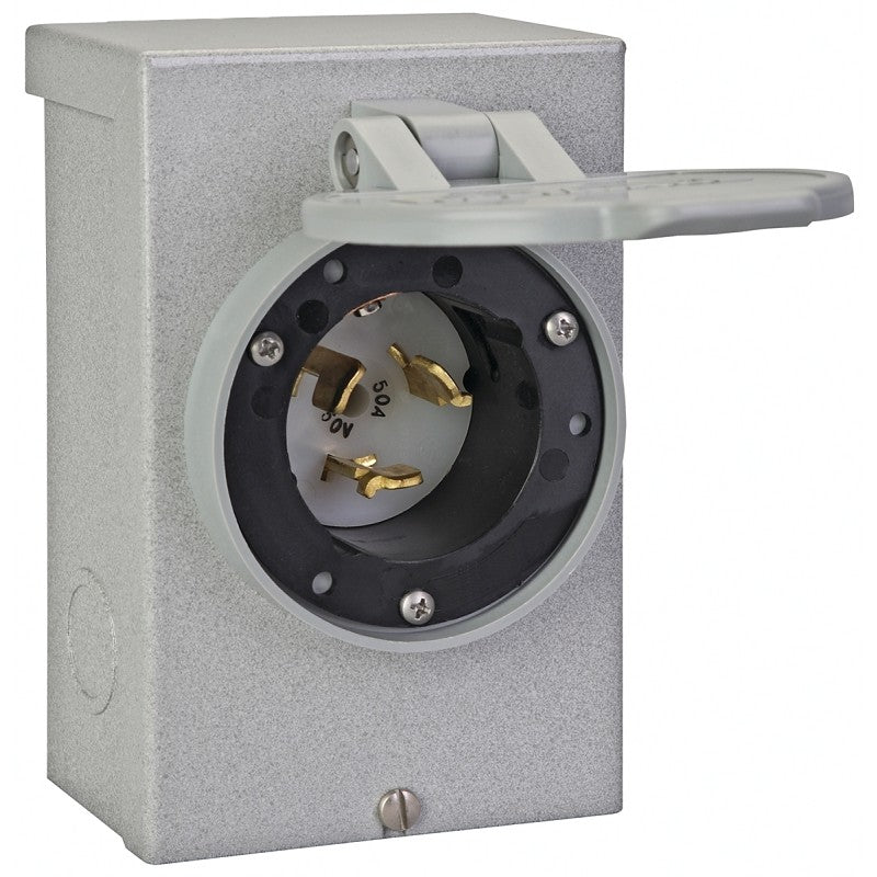 Reliance Controls PB50 Power Inlet Box, 50 A, 125/250 V, Gray