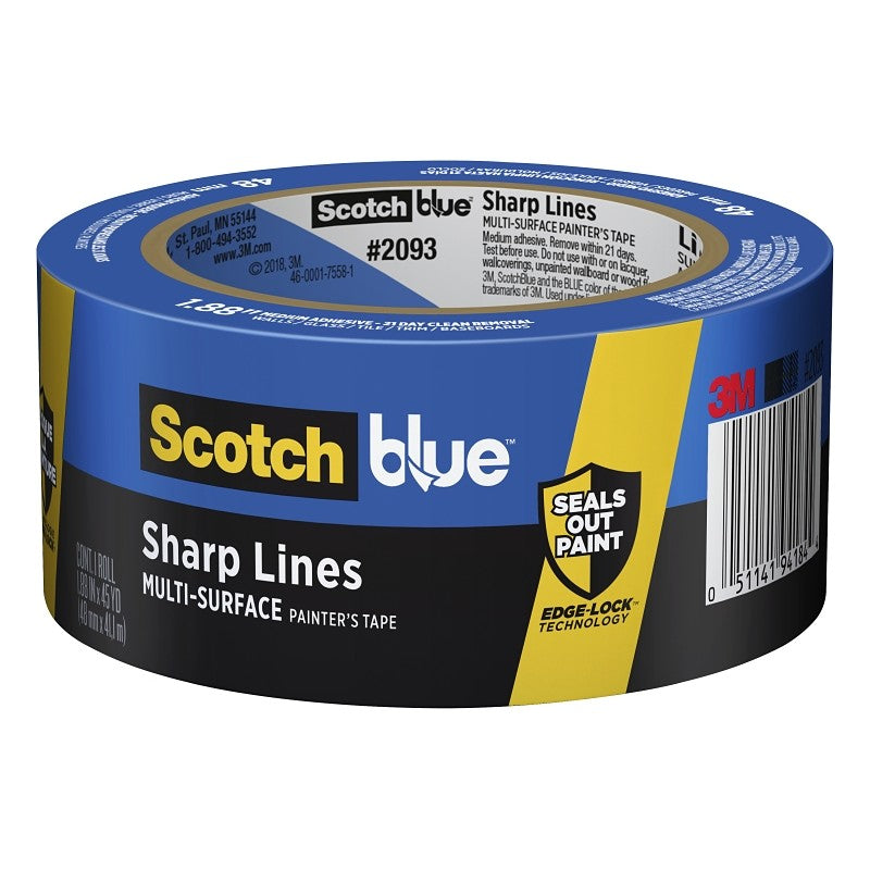 ScotchBlue 2093EL-48N Painter's Tape, 60 yd L, 1.88 in W, Smooth Crepe Paper Backing, Blue