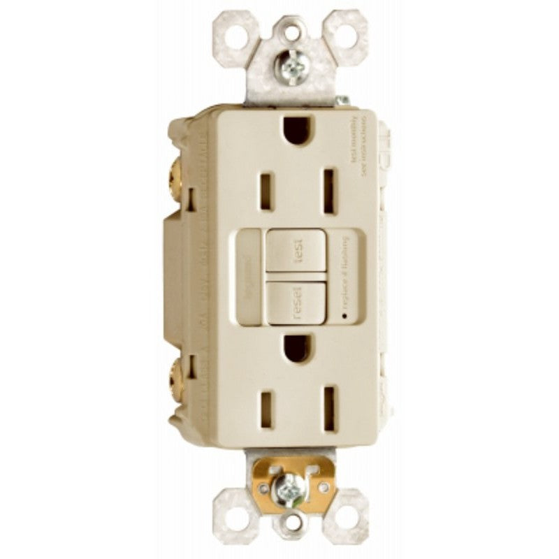 Legrand radiant 1597NTLTRICCD4 Nightlight/GFCI Receptacle, 2 -Pole, 15 A, 125 VAC, Back, Side Wiring, Ivory