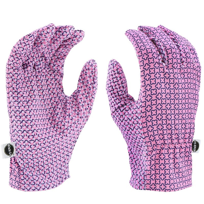 Miracle-Gro MG56111/WML Gloves, Women's, M/L, 4-1/4 in L, Shirred Wrist Cuff, Cotton/Polyester/PVC