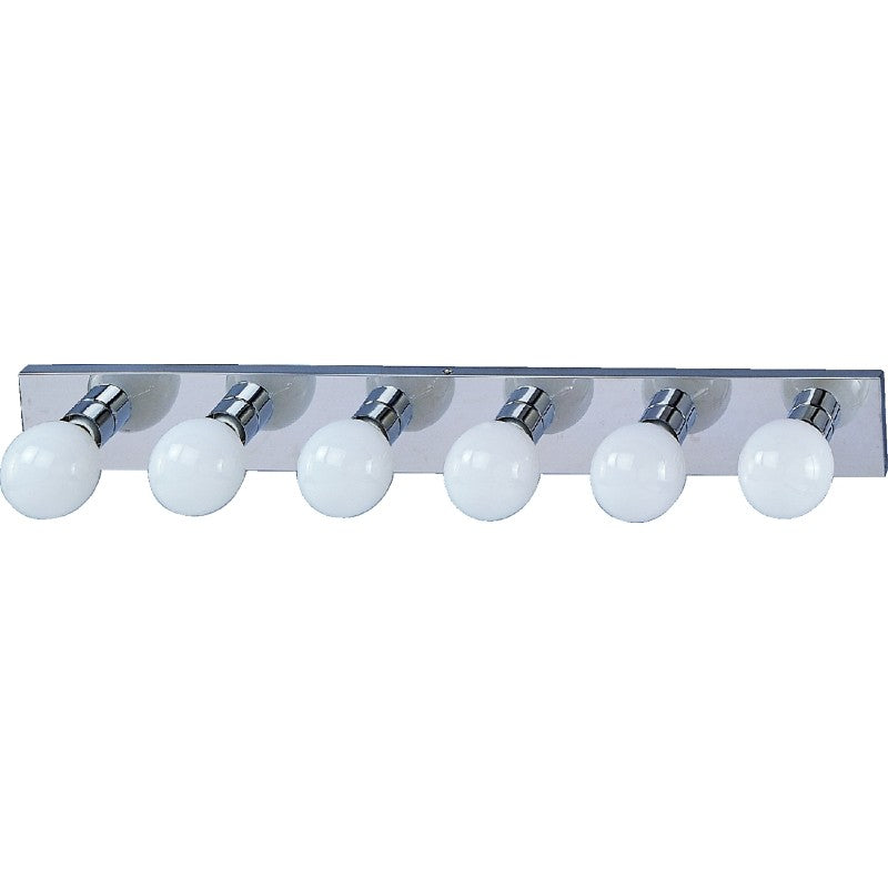 Boston Harbor V5CH06 Vanity Bar Fixture, 100 W, 6-Lamp, G Lamp, Steel Fixture, Chrome Fixture, Chrome Fixture
