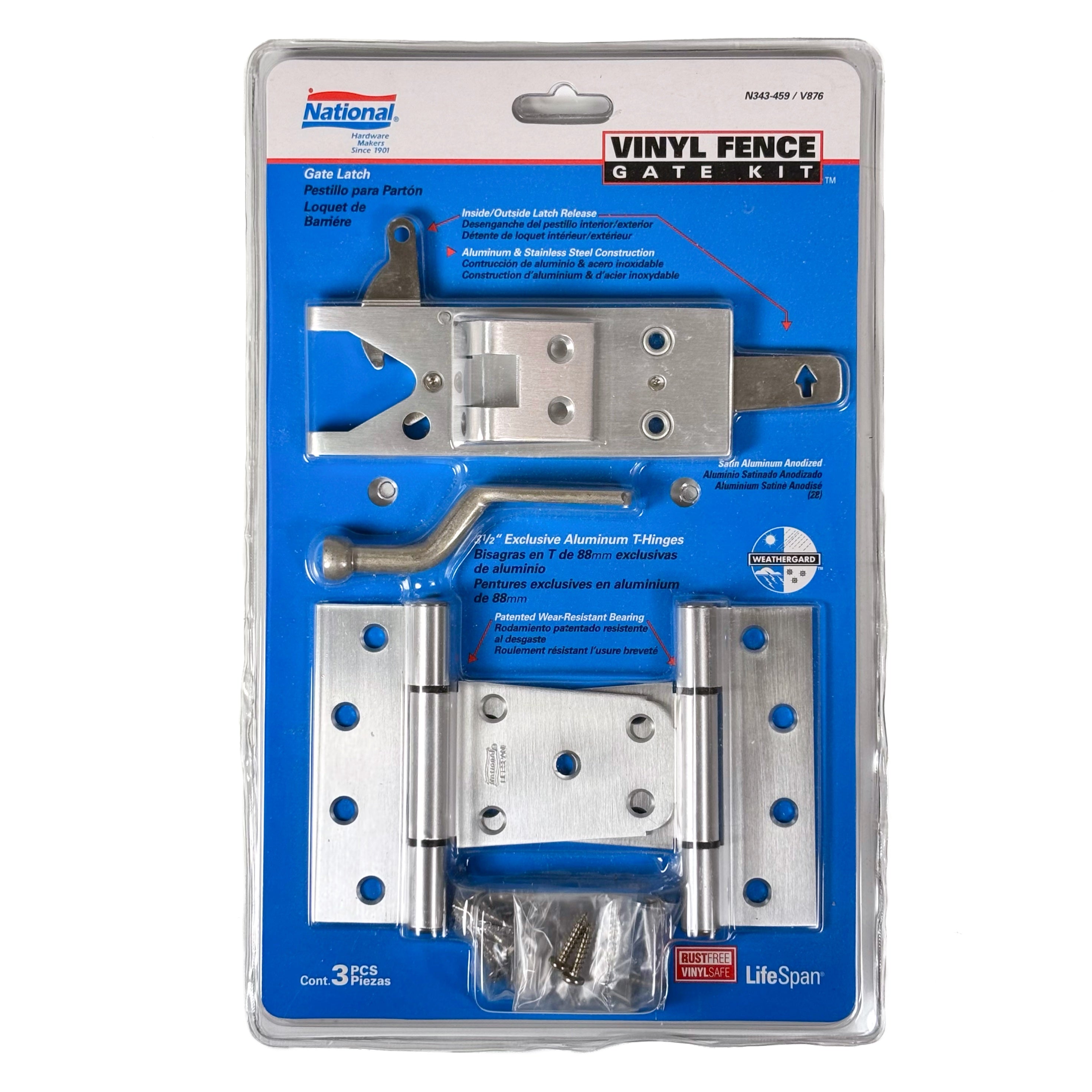 Vinyl Fence Gate Hinges & Latch Set Aluminum