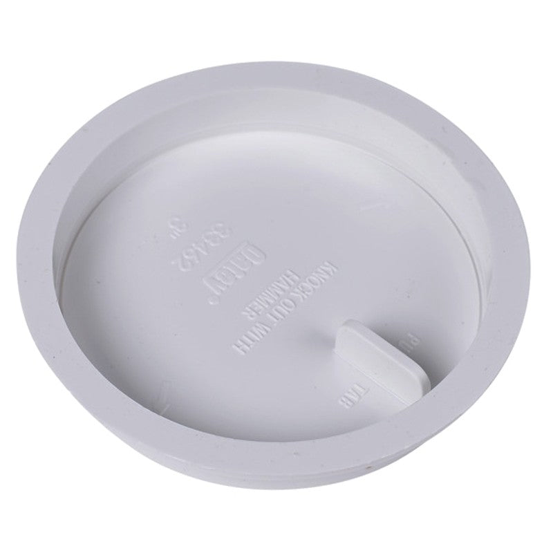 Oatey Knock-Out 39102 Test Cap with Barcode, 3 in Connection, ABS, White