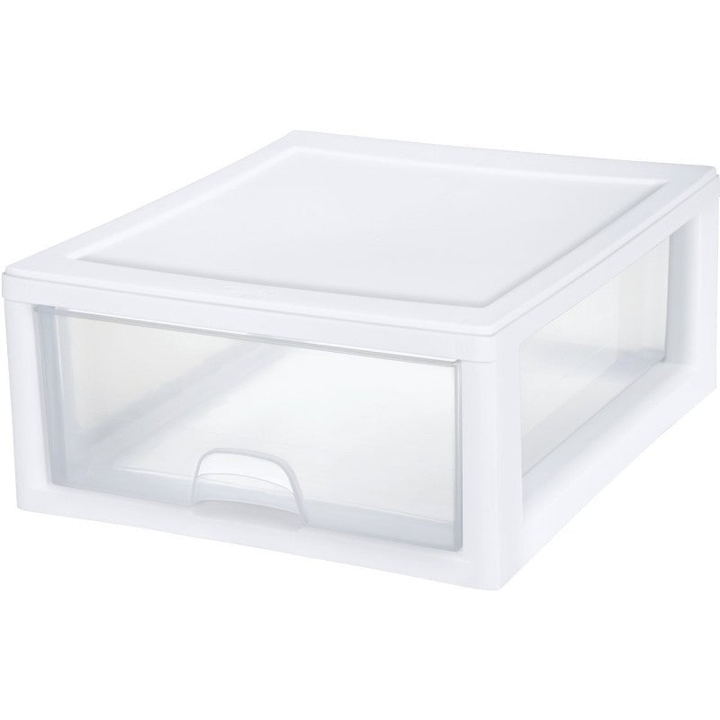 Sterilite 23018006 Stackable Drawer, 16 qt Capacity, 1-Drawer, Plastic, 14-3/8 in OAW, 17 in OAH, 6-7/8 in OAD
