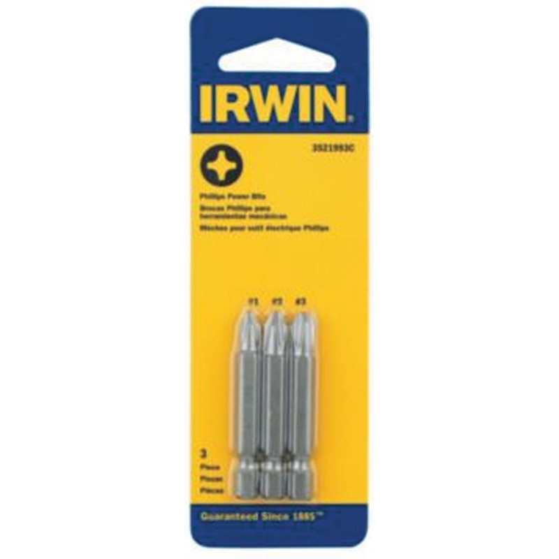 Irwin 3521993C Power Bit Set, Steel, 3-Piece