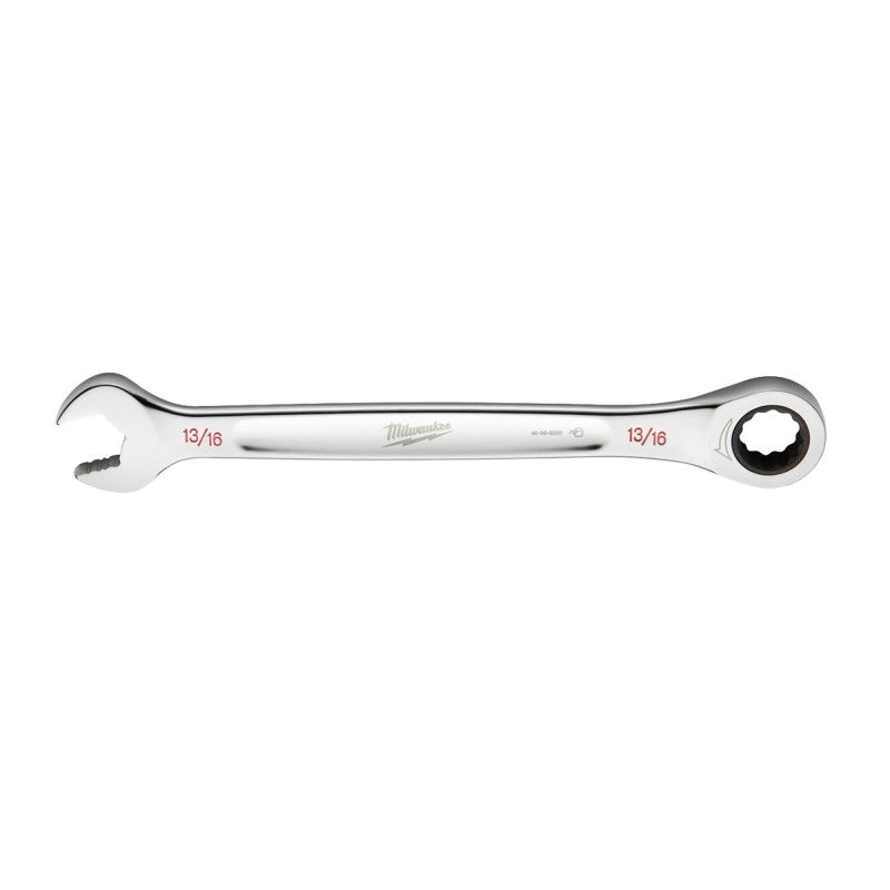 Milwaukee 45-96-9226 Ratcheting Combination Wrench, SAE, 13/16 in Head, 11.1 in L, 12-Point, Steel, Chrome