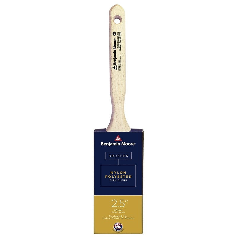Benjamin Moore U61925-017 Paint Brush, Firm Brush, 2-15/16 in L Bristle, Nylon/Polyester Bristle, Flat Sash Handle