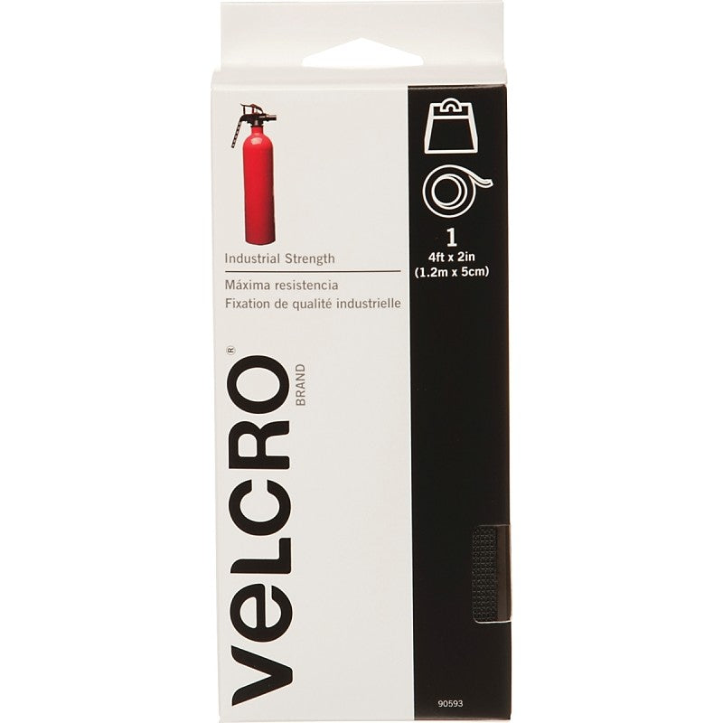 VELCRO Brand 90593 Fastener, 2 in W, 4 ft L, Nylon, Black (Pack of 2)