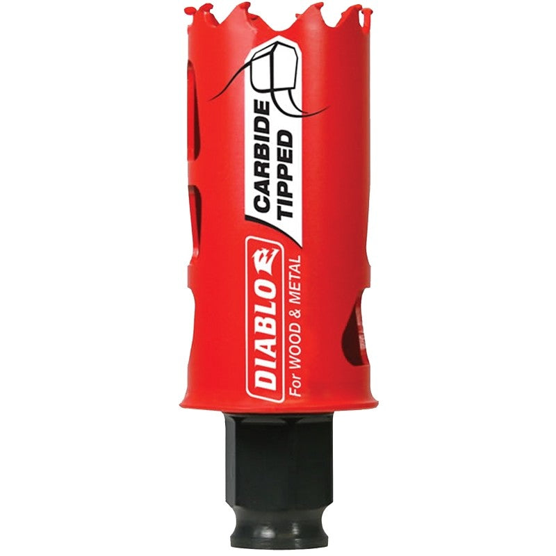 Diablo DHS1250CT GP Hole Saw, 1-1/4 in Dia, 2-3/8 in D Cutting, 3/8 in Arbor, Carbide Cutting Edge