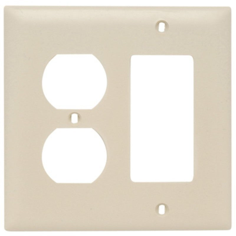 Legrand TradeMaster TP826ICC12 Combination Wallplate, 4.68 in L, 4-3/4 in W, 2 -Gang, Nylon, Ivory