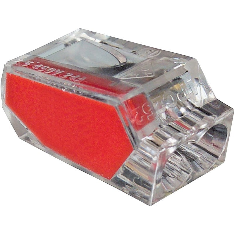 Gardner Bender PushGard 19-PC2 Wire Connector, 22 to 12 AWG Wire, Copper Contact, Clear/Red, 10/CD