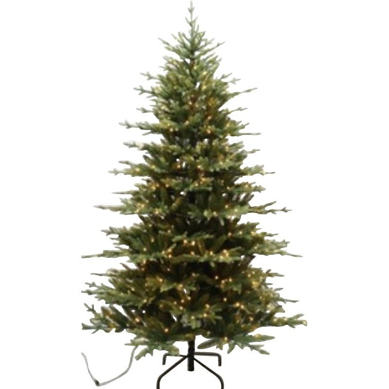 Santas Forest 61994 Pre-Lit Cascade Noble Fir Tree, 9 ft H, Nobel Fir Family, Mini Bulb, Multi/Clear Light
